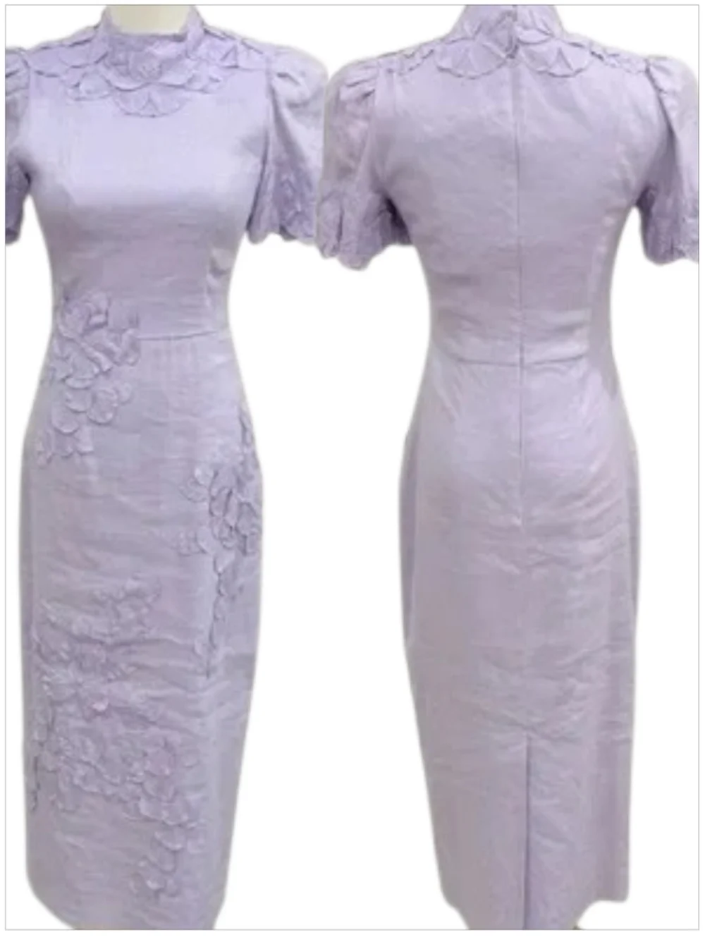 Antonio Melani Willow Floral Applique Mock Neck Midi Dress  Purple Sz 10 NWT - Picture 3 of 11